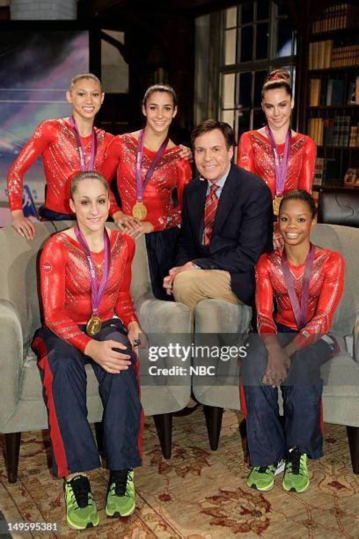 Bob Costas, Jordyn Wieber, Gabby Douglas, McKayla Maroney, Kyla Ross, Aly Raisman
